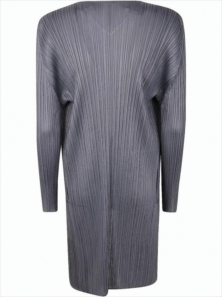 Pleats Please Pleated Textured Cardigan With Sculptural Design