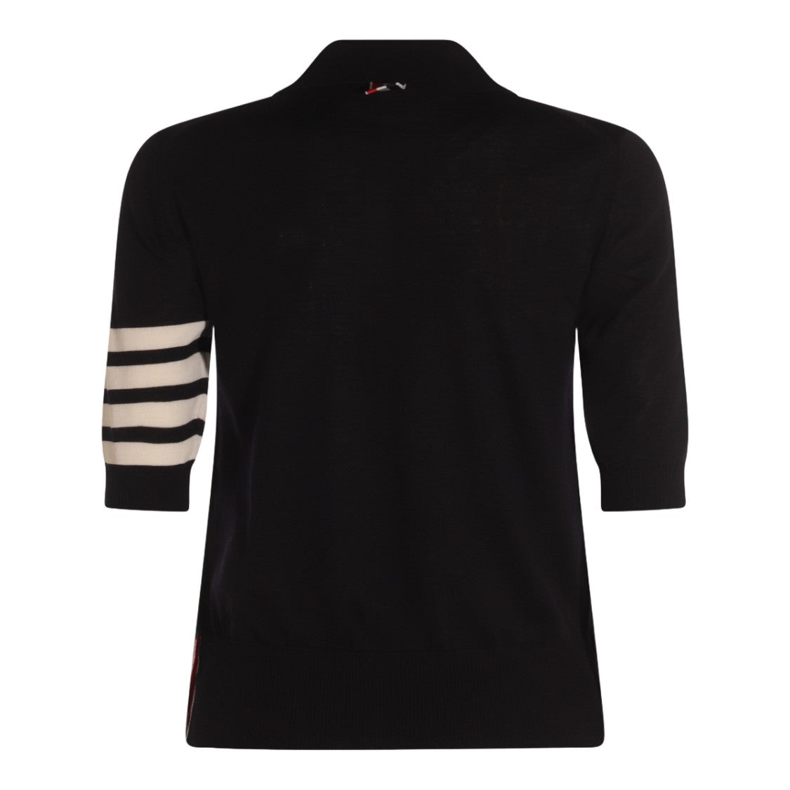Thom Browne Short-Sleeved Black Sweater With Polo Collar