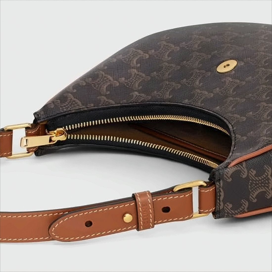 Celine Crescent-Shaped Shoulder Bag With Monogram Pattern