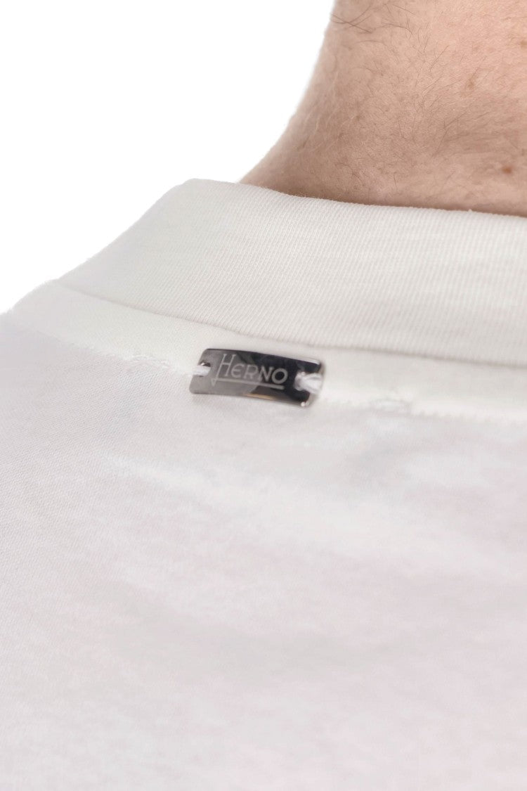Herno White Knit-Effect Cotton T-Shirt