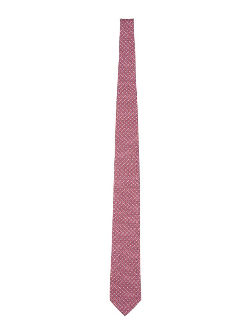 Ferragamo Geometric Pattern Silk Tie With Luminous Finish