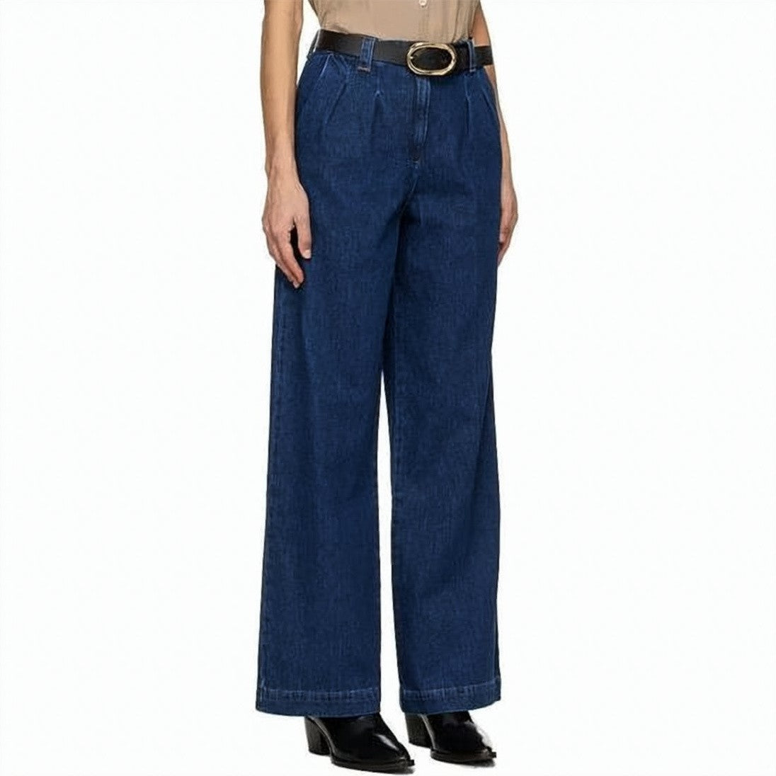 A.P.C. High-Waisted Denim Pants With Pleated Front