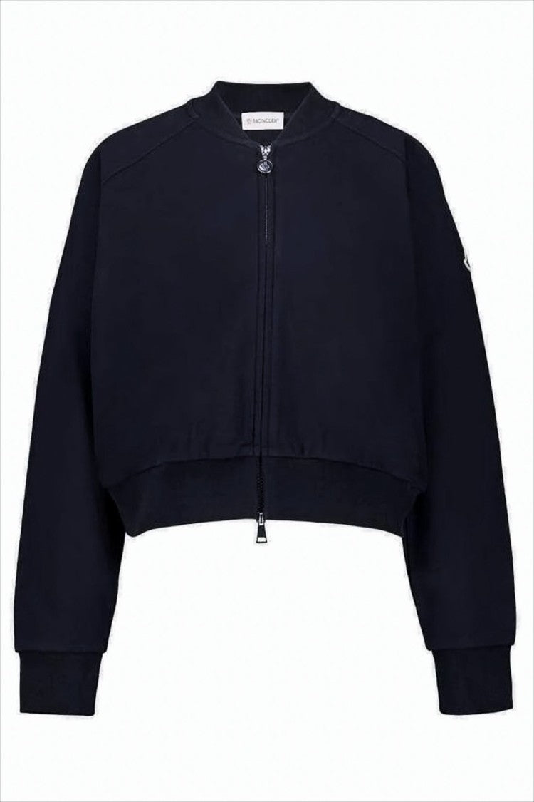 Moncler Cropped Long-Sleeve Cotton Top