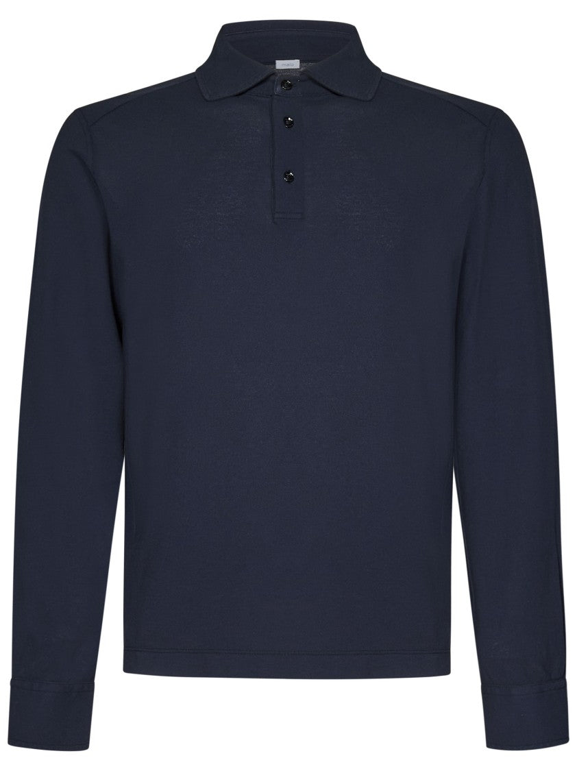 Malo Blue Long-Sleeved Polo Shirt