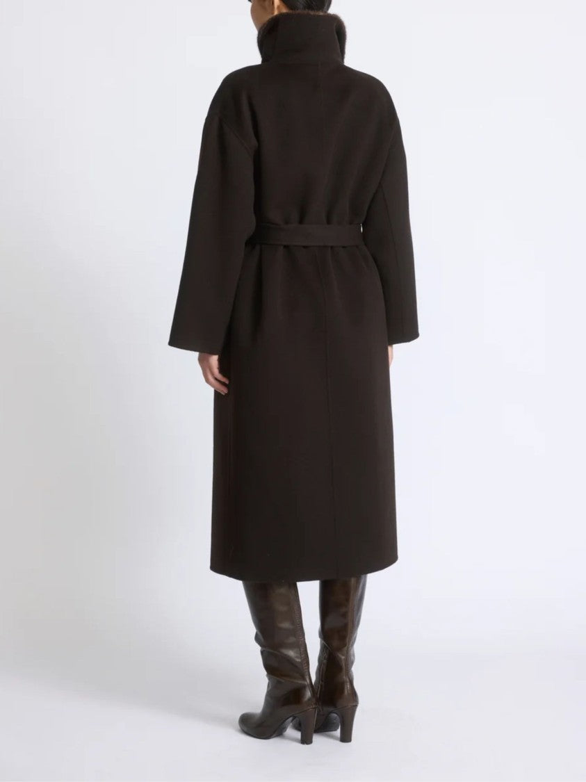 Yves Salomon 120 Cm Brown Double-Faced Wool And Cashmere Coat