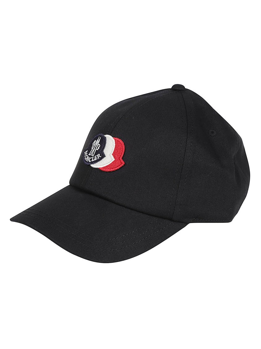 Moncler Black Cotton Logo Patch Baseball Cap