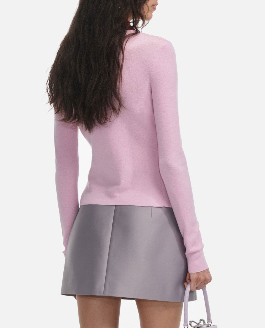 Self-Portrait Pink Merino Wool Cardigan