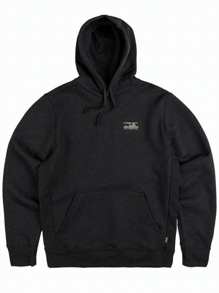 Patagonia Relaxed Fit Black Hoodie With Adjustable Drawstring And Logo Patch
