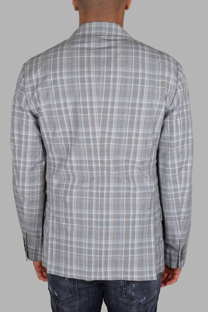 Dolce & Gabbana Tailored Gray Checkered Jacket With Classic Lapel