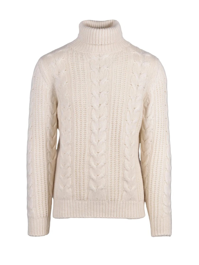 Eleventy Cashmere Silk Blend High Neck Sweater With Textured Knit