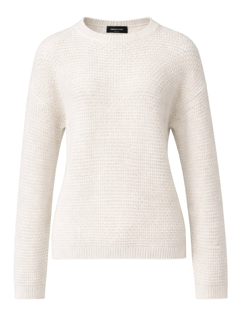 Fabiana Filippi Waffle Pattern Cotton Crewneck Sweater