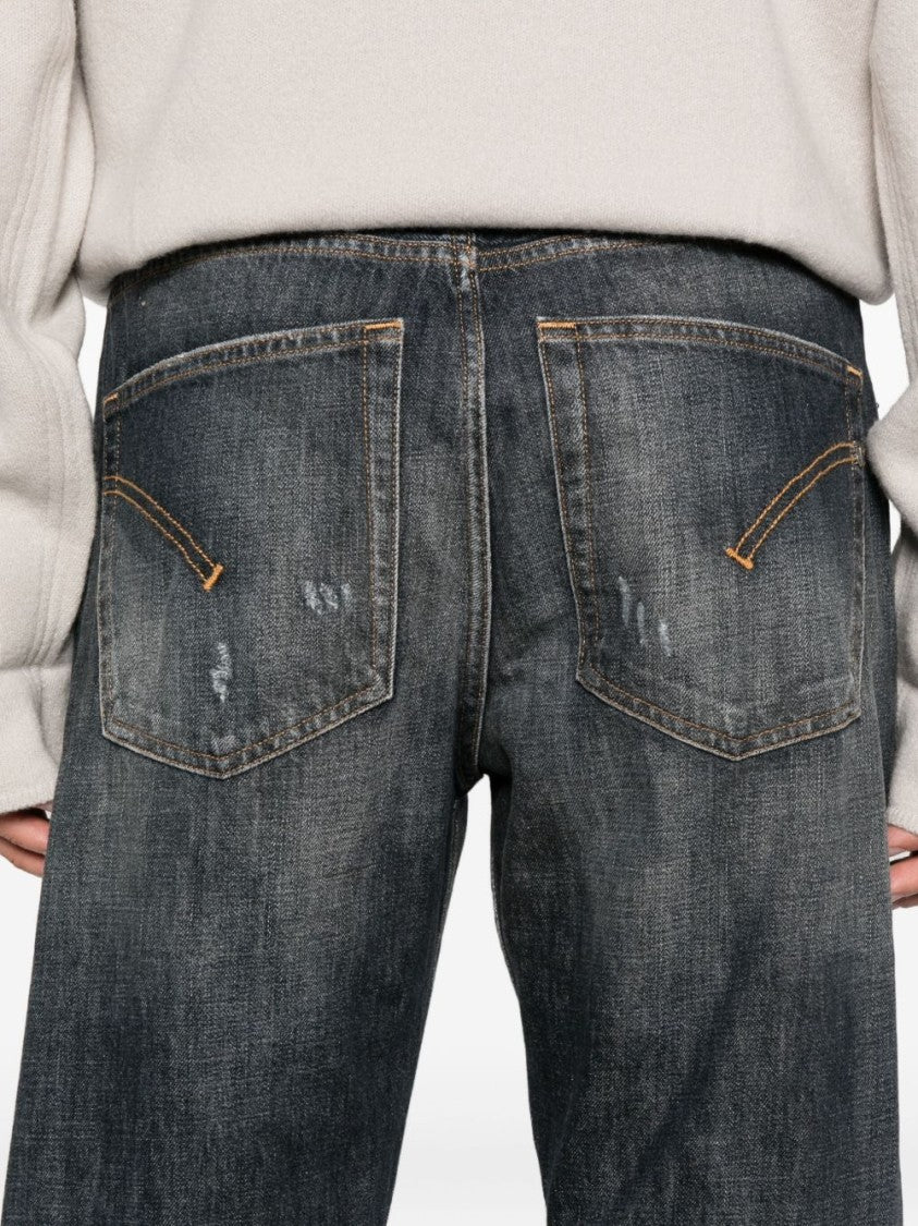 Dondup Distressed Black Denim Jeans With Vintage-Inspired Details