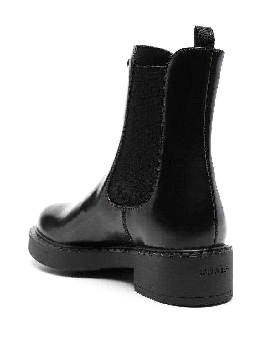 Prada Chocolate Brushed Leather Chelsea Boots