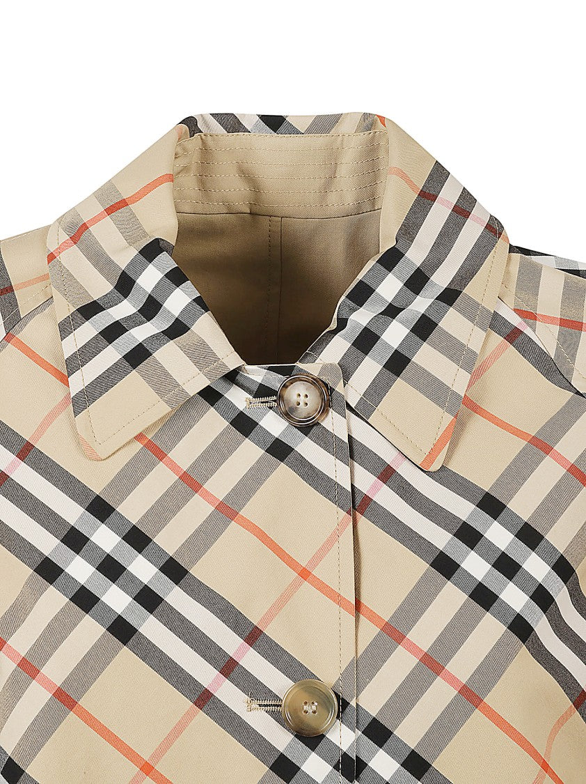 Burberry Structured Plaid Coat With Button-Up Front