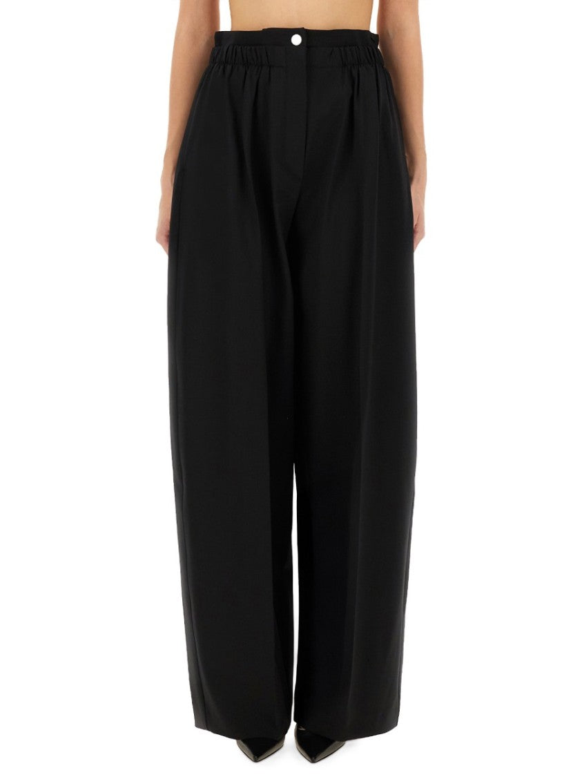 Sportmax Wide-Leg Pants With High Elastic Waistband And Subtle Sheen