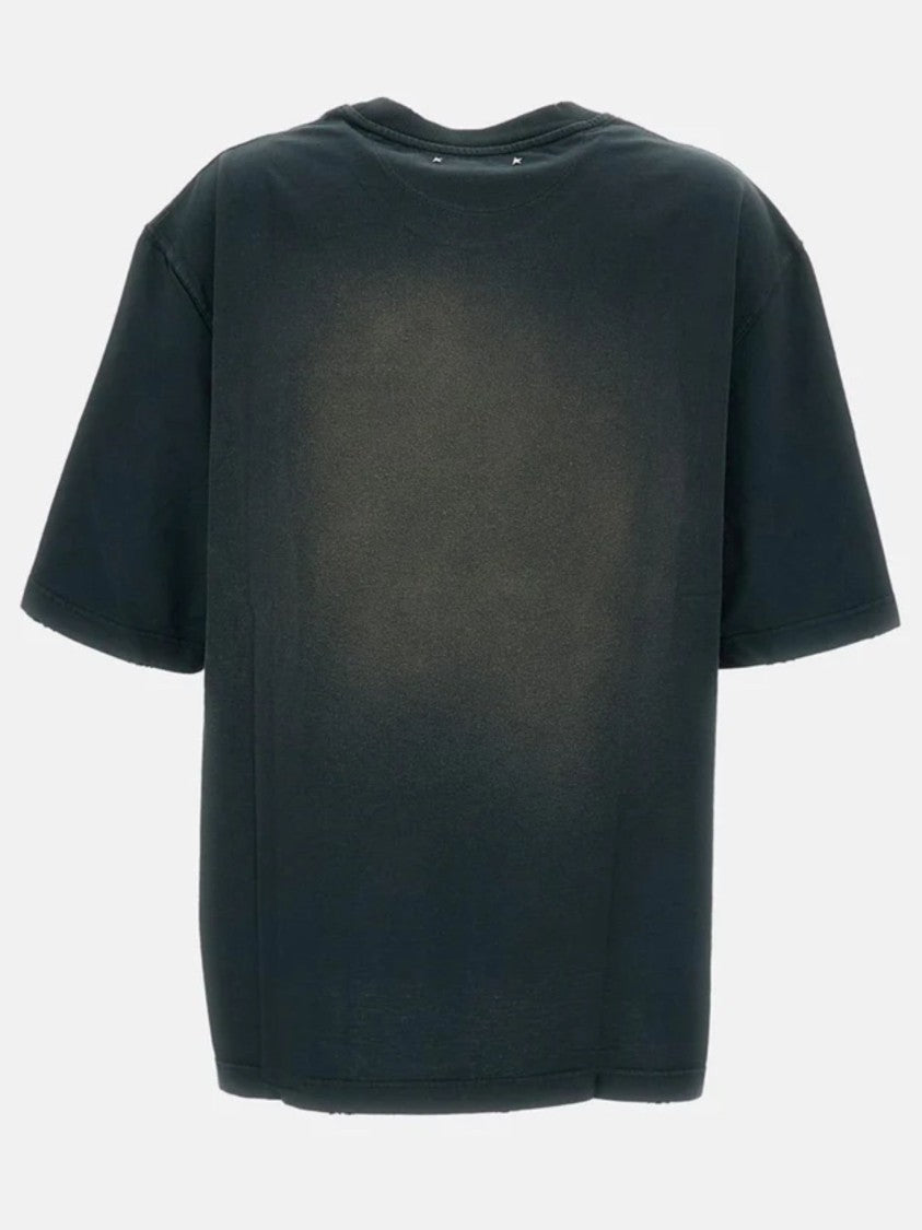 Golden Goose Black Logo Embroidery Cotton T-Shirt