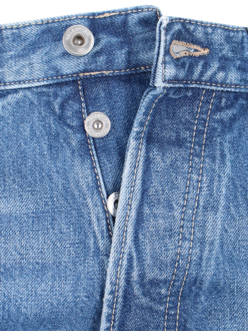 Valentino Blue Denim Straight-Leg Logo Jeans – Blue