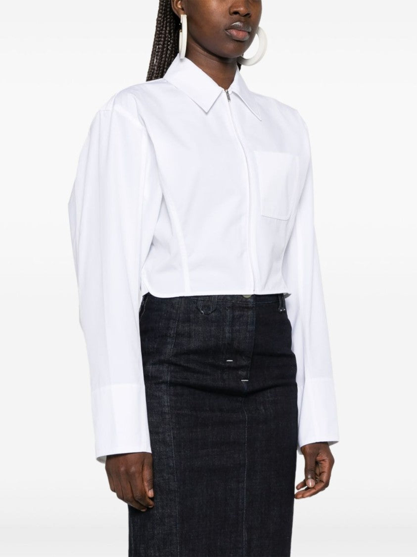 Jacquemus Cropped White Shirt With Classic Collar