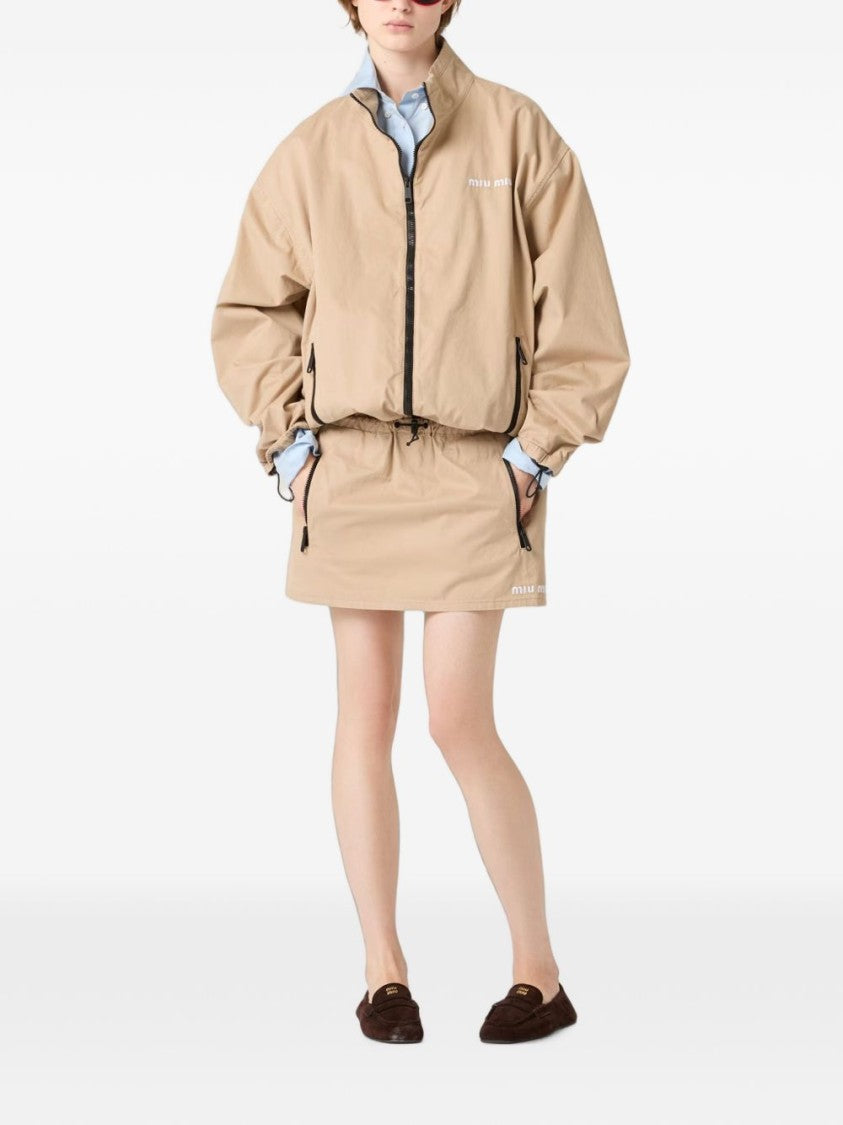 Miu Miu Relaxed-Fit High Collar Jacket With Adjustable Drawstrings