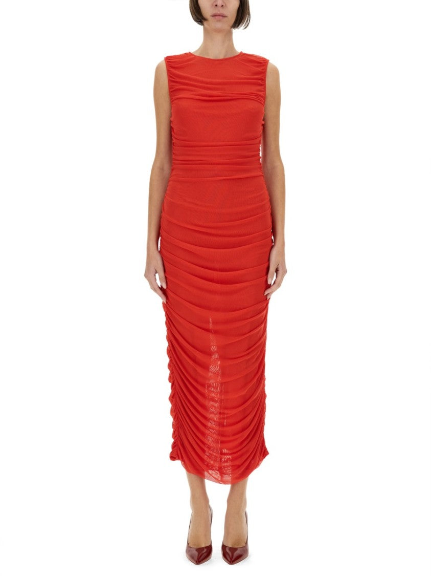 Rotate Draped Red Maxi Dress