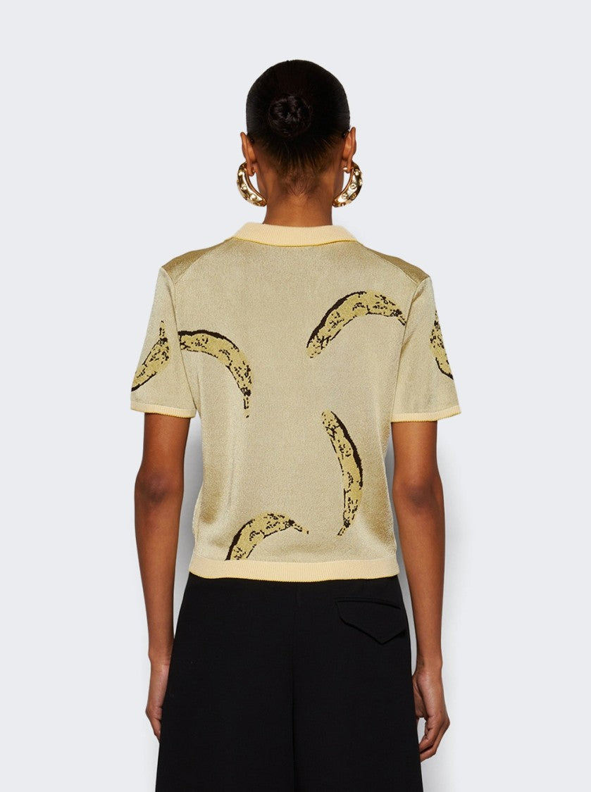 Jacquemus Marino Polo Shirt Banana Jacquard Yellow