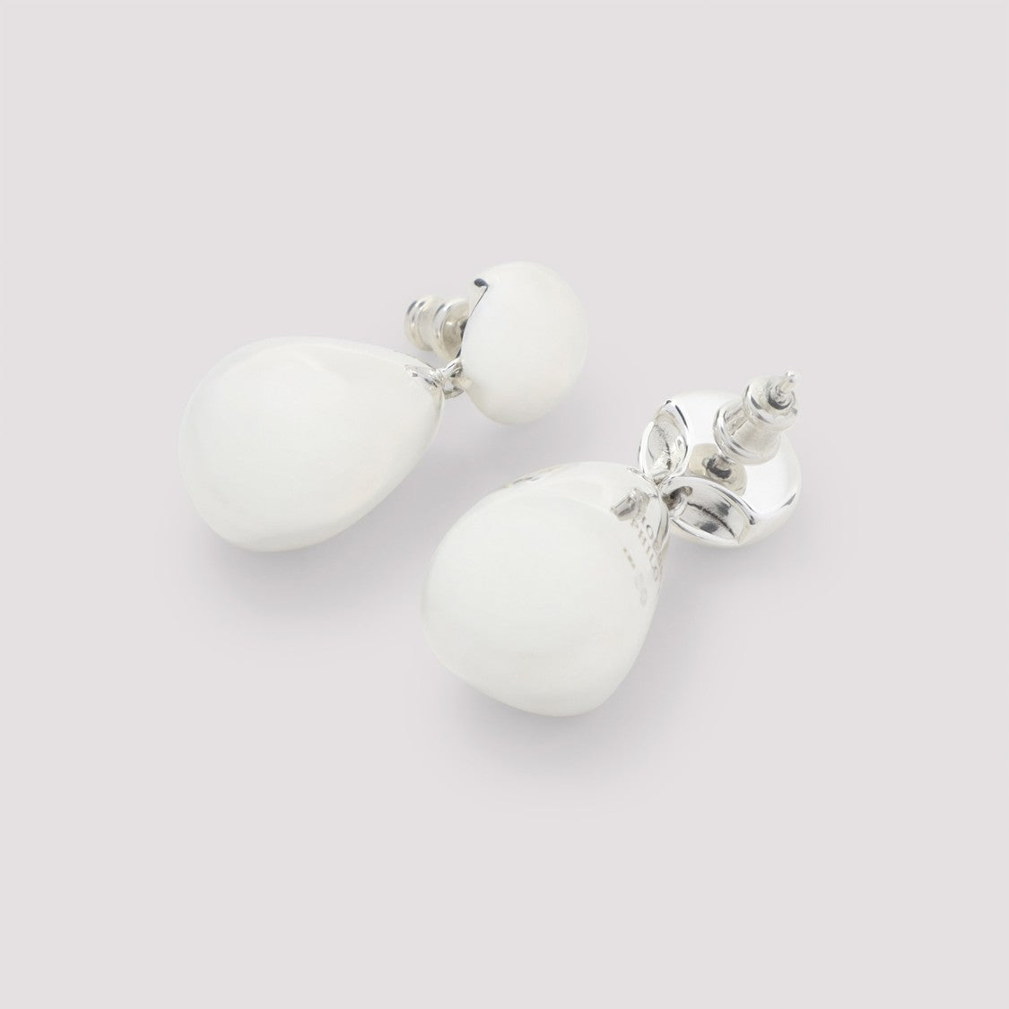 Phoebe Philo Double Pebble Pendant Earrings In Silver-Finish Sterling Silver