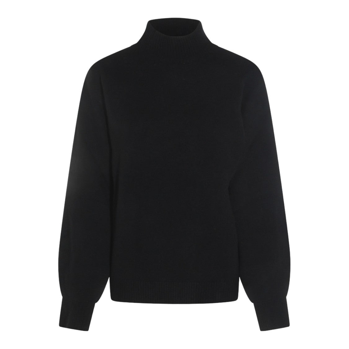Malo High-Neck Black Sweater With Ribbed Cuffs