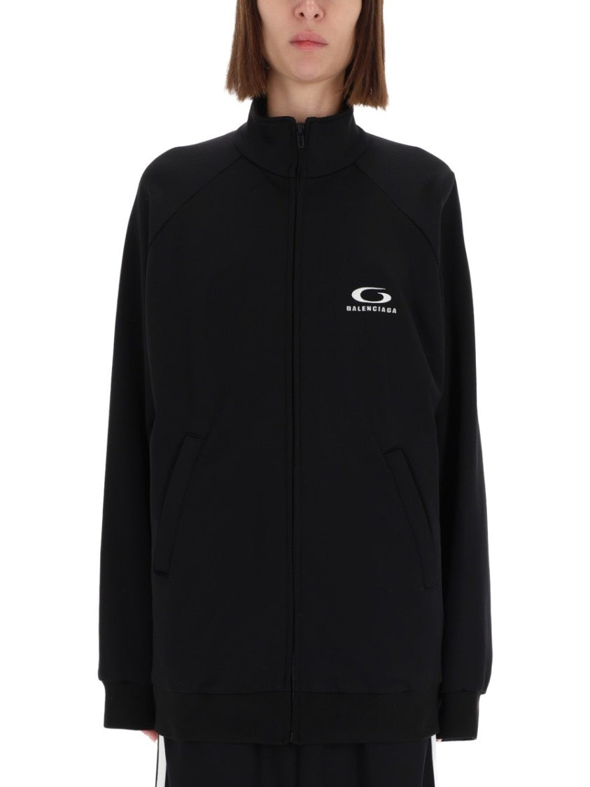 Balenciaga Front Zip Open Back Sweatshirt
