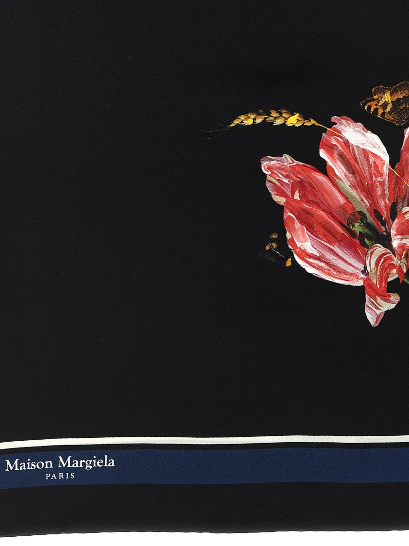 Maison Margiela 'Four Stitches' Floral Print Silk Scarf