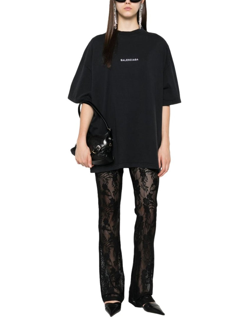 Balenciaga Boxy Logo Patch Cotton T-Shirt