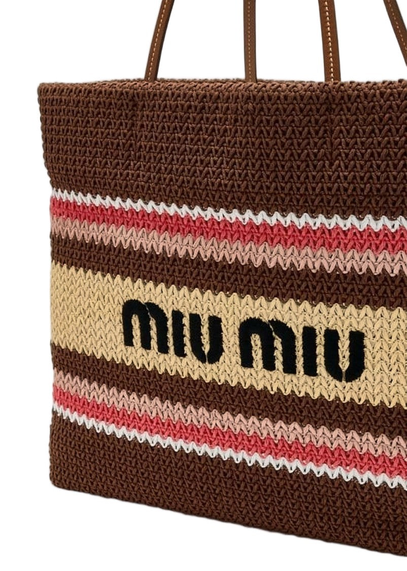 Miu Miu Woven Tote Bag With Textured Knit Pattern