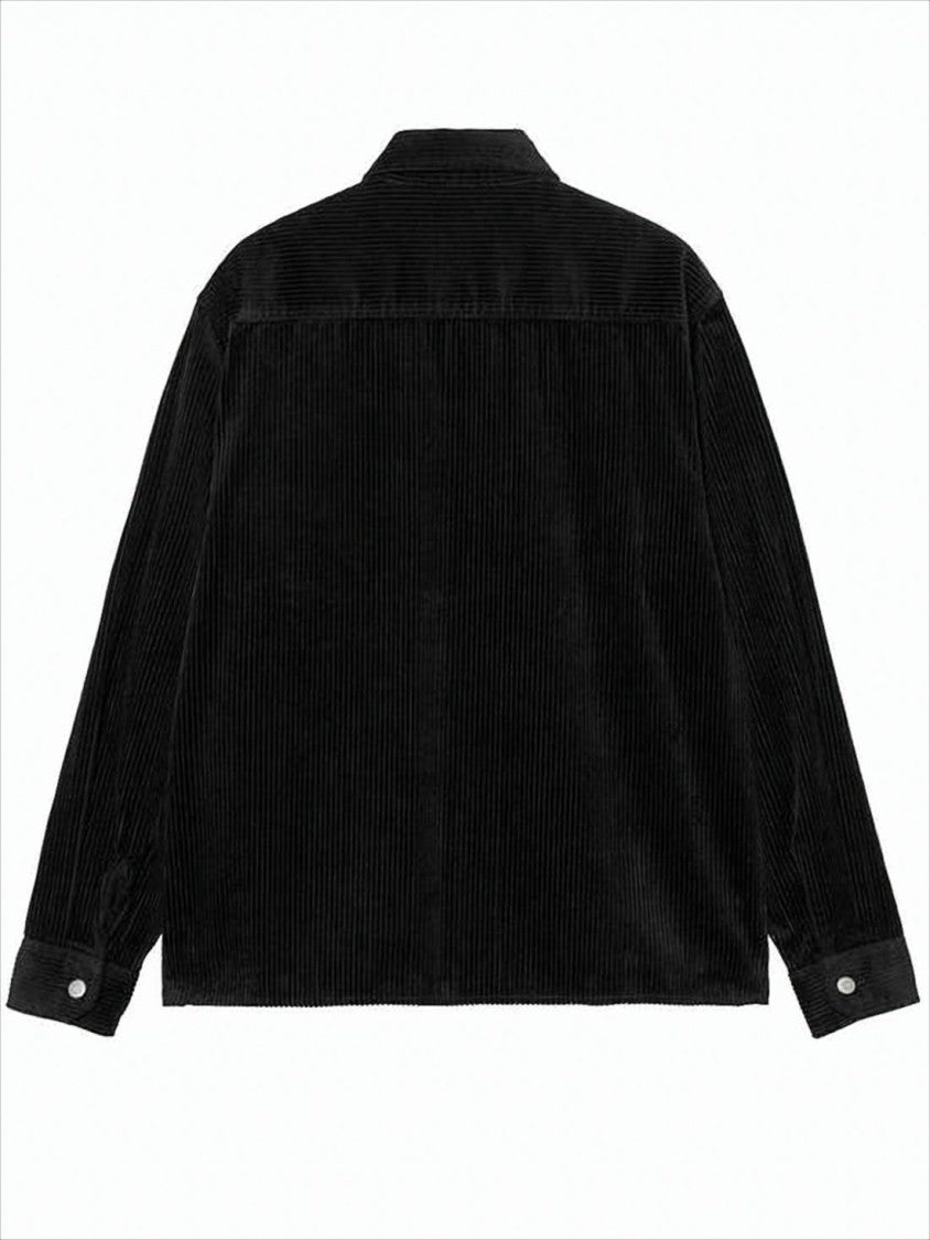 Carhartt Wip Black Corduroy Shirt Jacket With Zipper Closure