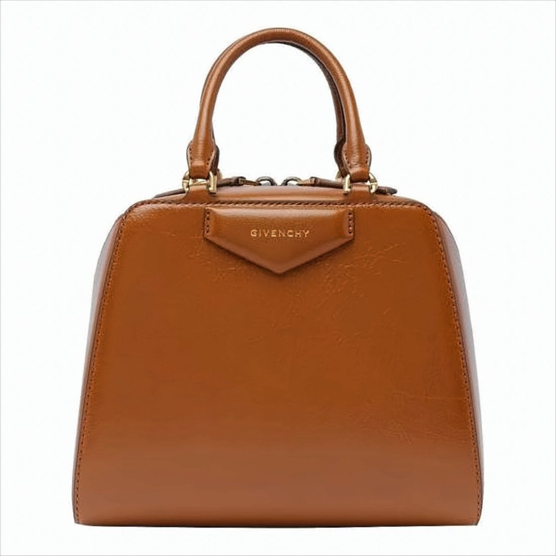 Givenchy Structured Brown Buffalo Leather Tote Bag With Polished Finish