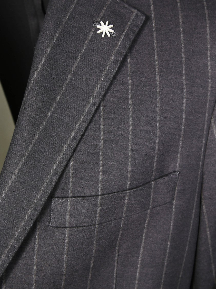 Manuel Ritz Tailored Grey Pinstripe Blazer