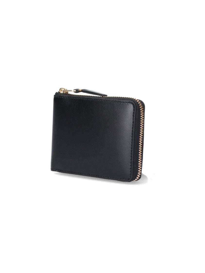 Comme Des Garçons Rectangular Black Wallet With Gold-Tone Zipper