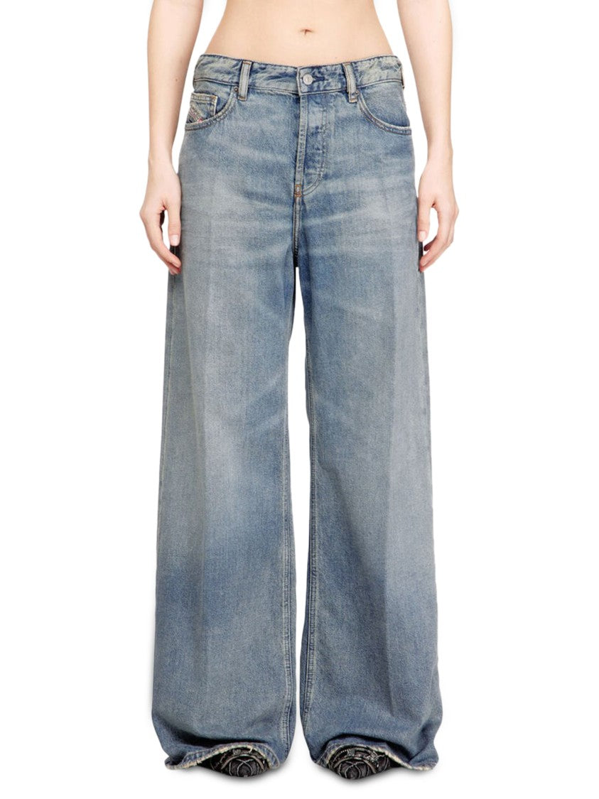 Diesel Wide-Leg Denim Trousers With Vintage Wash