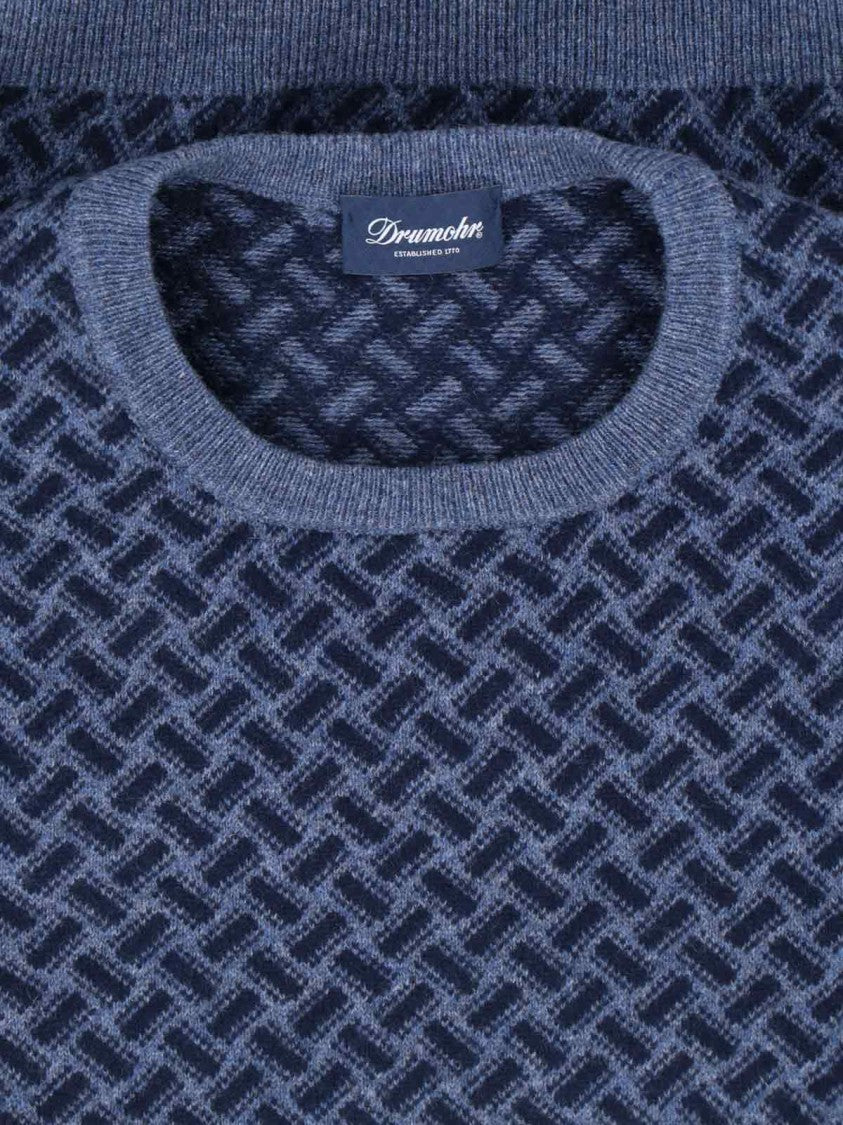 Drumohr Cashmere Sweater, Blue, Crew Neck, Long Sleeves