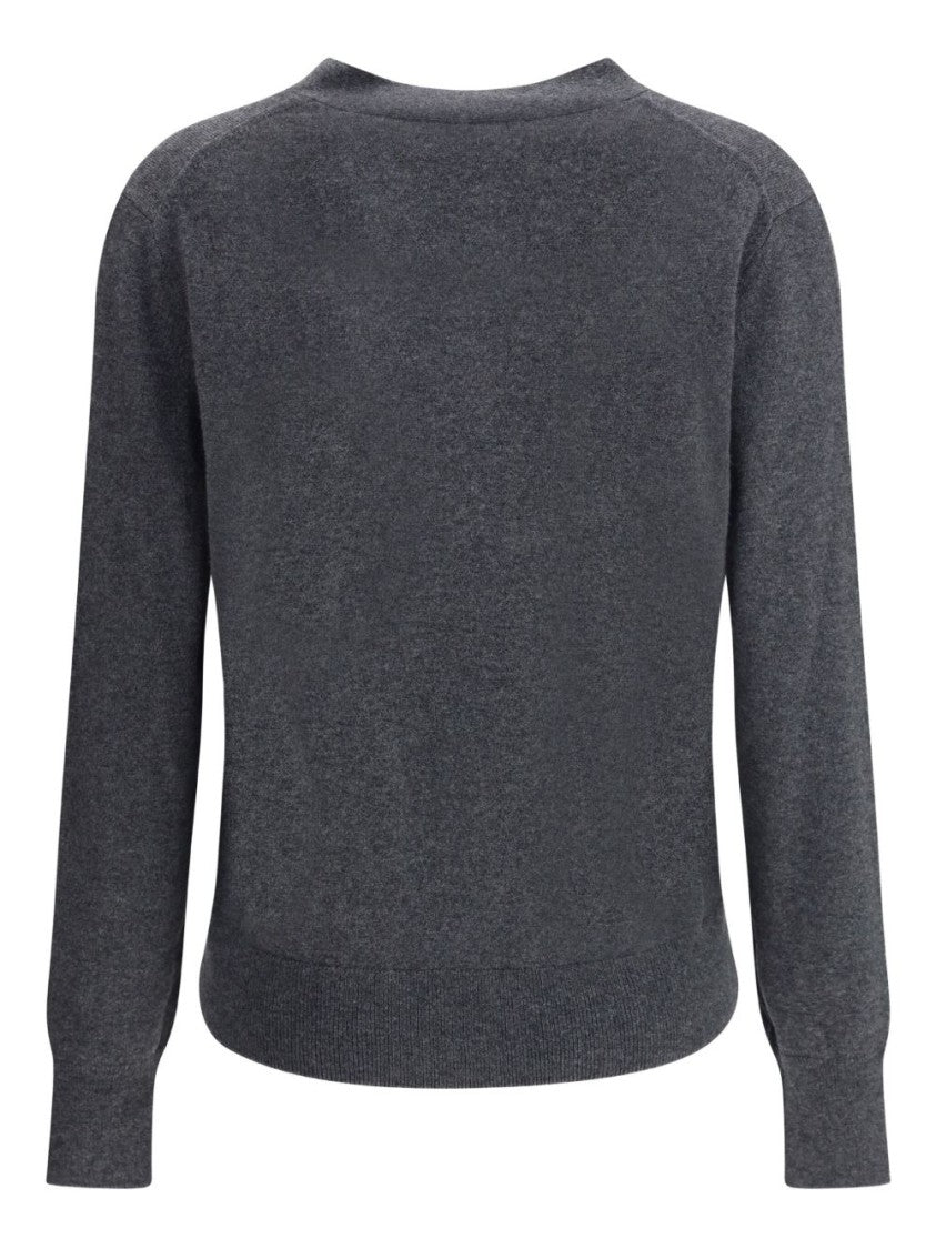 Isabel Marant Étoile Grey Knit Cardigan With Logo Patch