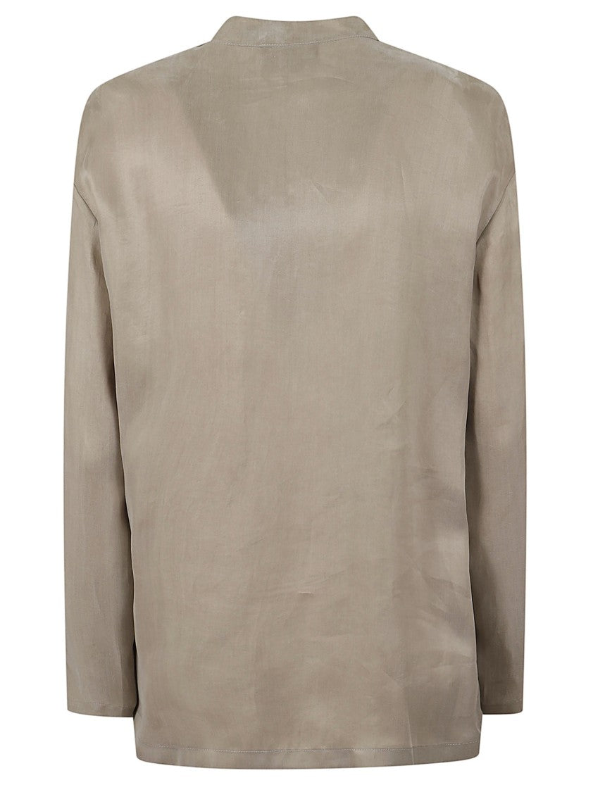Emporio Armani Fluid Lyocell Jacket Shirt With Mandarin Collar