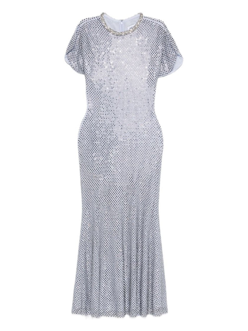 Self-Portrait Fitted Midi Dress With Reflective Embellishments