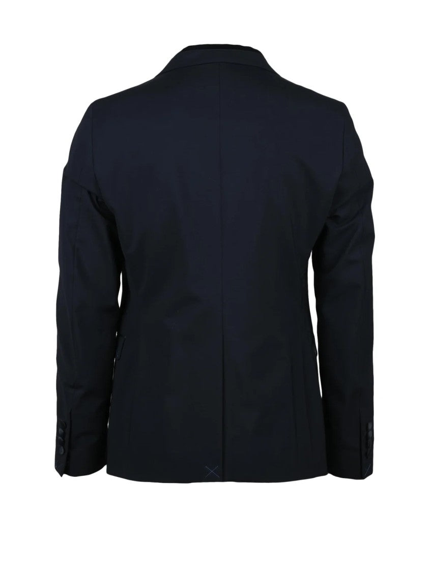 Paoloni Tailored Virgin Wool Stretch Blazer With Rounded Lapel