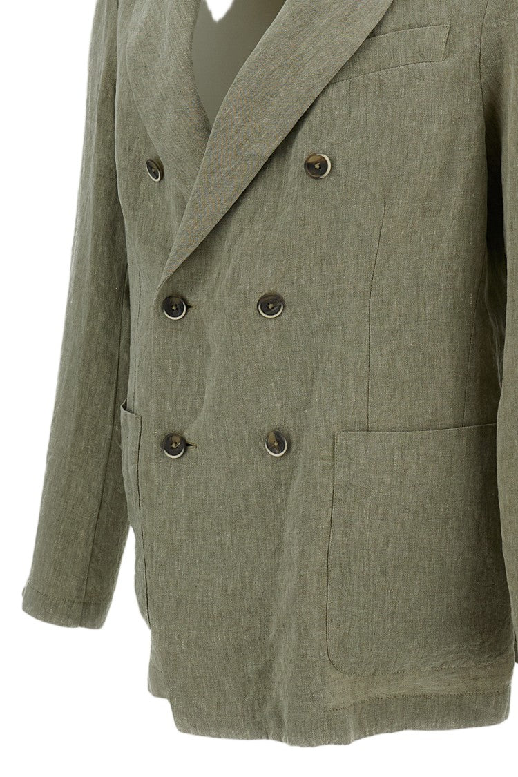 Barena Double-Breasted Linen Siroco Jacket With Notch Lapels