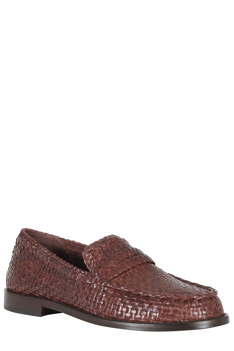 Poeve Hand-Woven Brown Leather Maverick Loafer