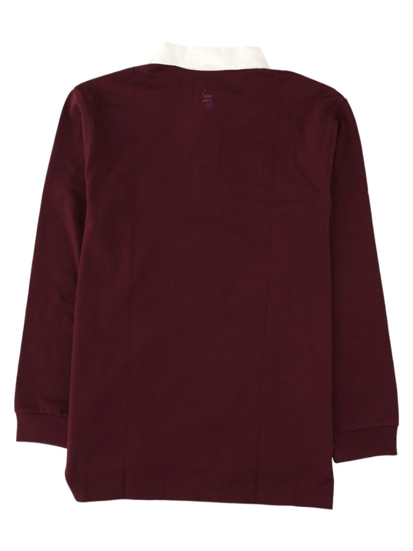 Wales Bonner Burgundy Diagonal Stripe Long-Sleeve Cotton Polo Shirt