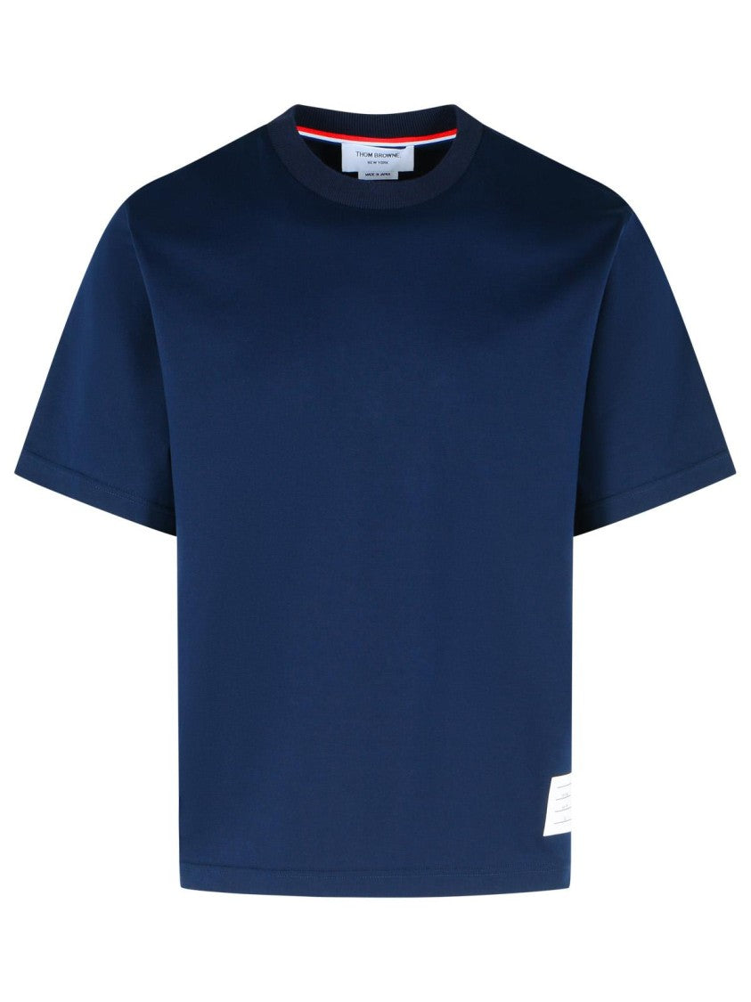Thom Browne Oversized Cotton T-Shirt With Tricolor Stripe Detail