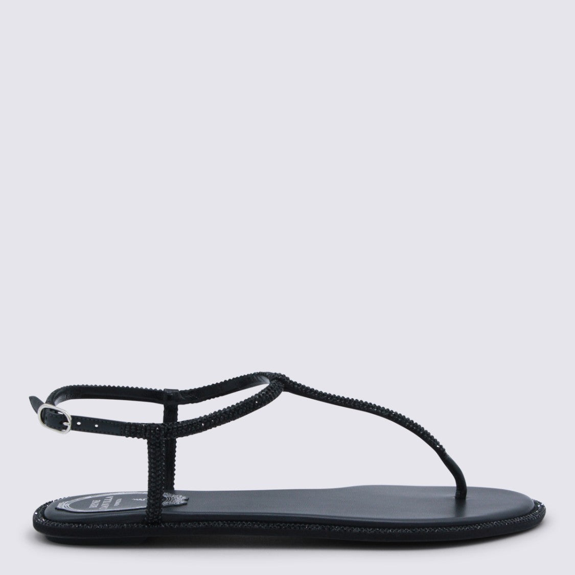 René Caovilla Black Leather Flats