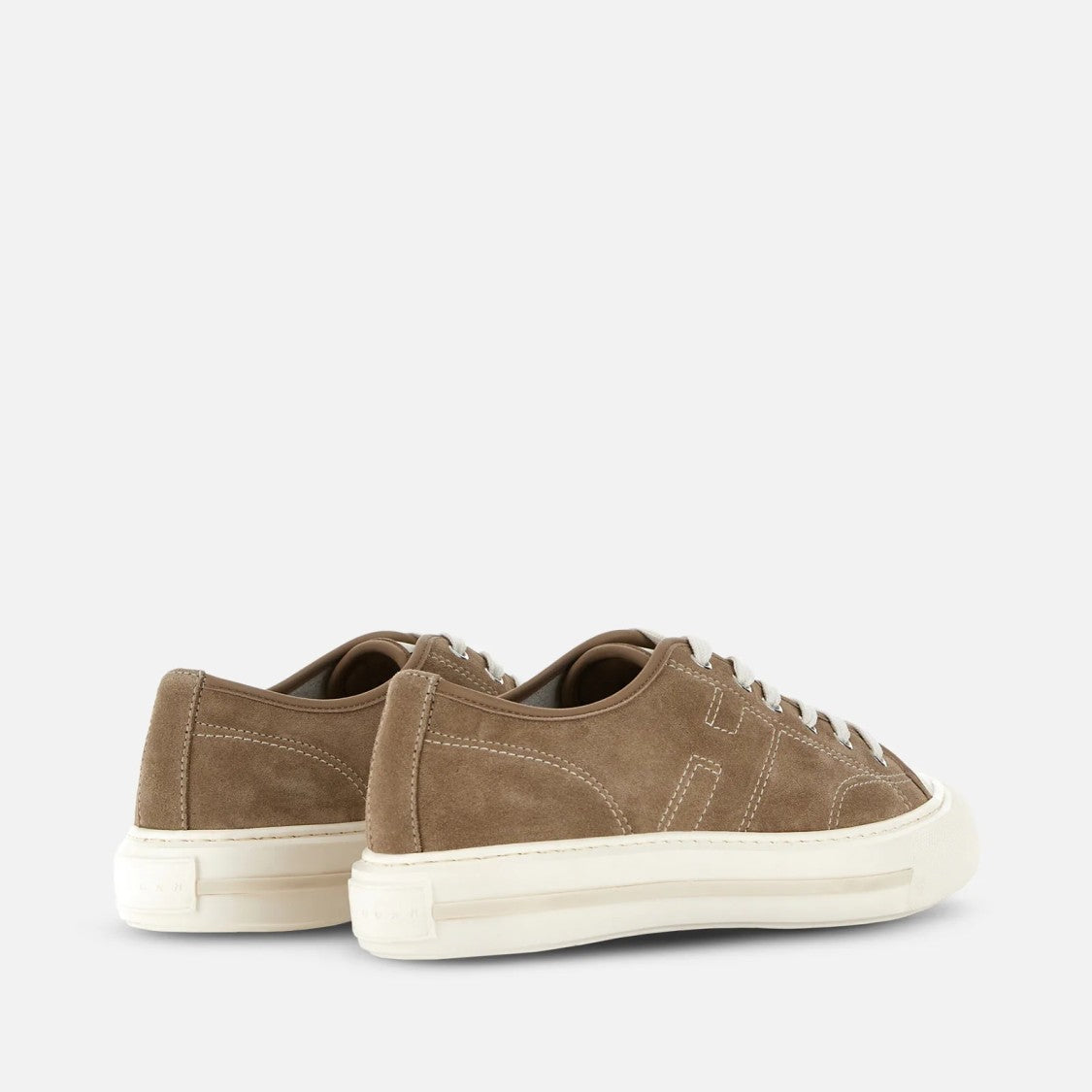 Hogan H691 Allacciato H Cuciture Sneakers In Beige