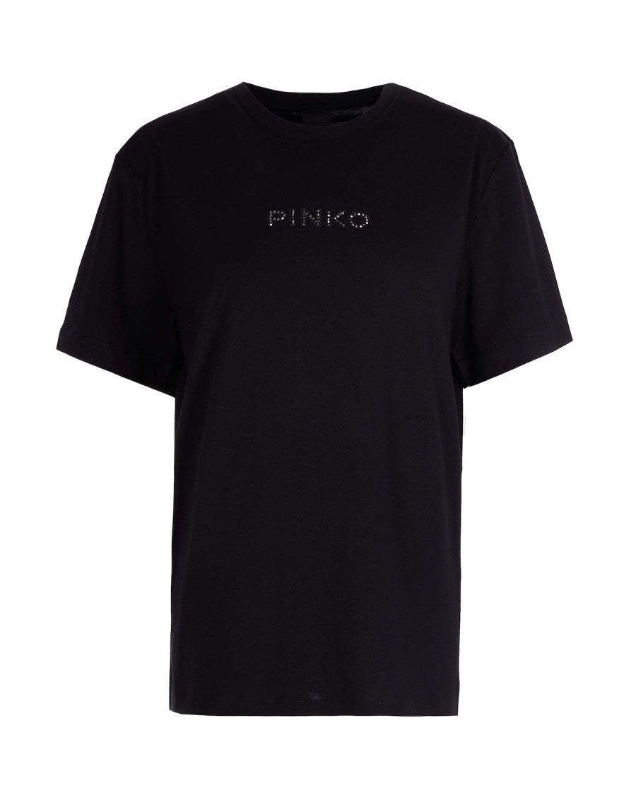 Pinko Strass-Embellished Logo T-Shirt With Casual Fit