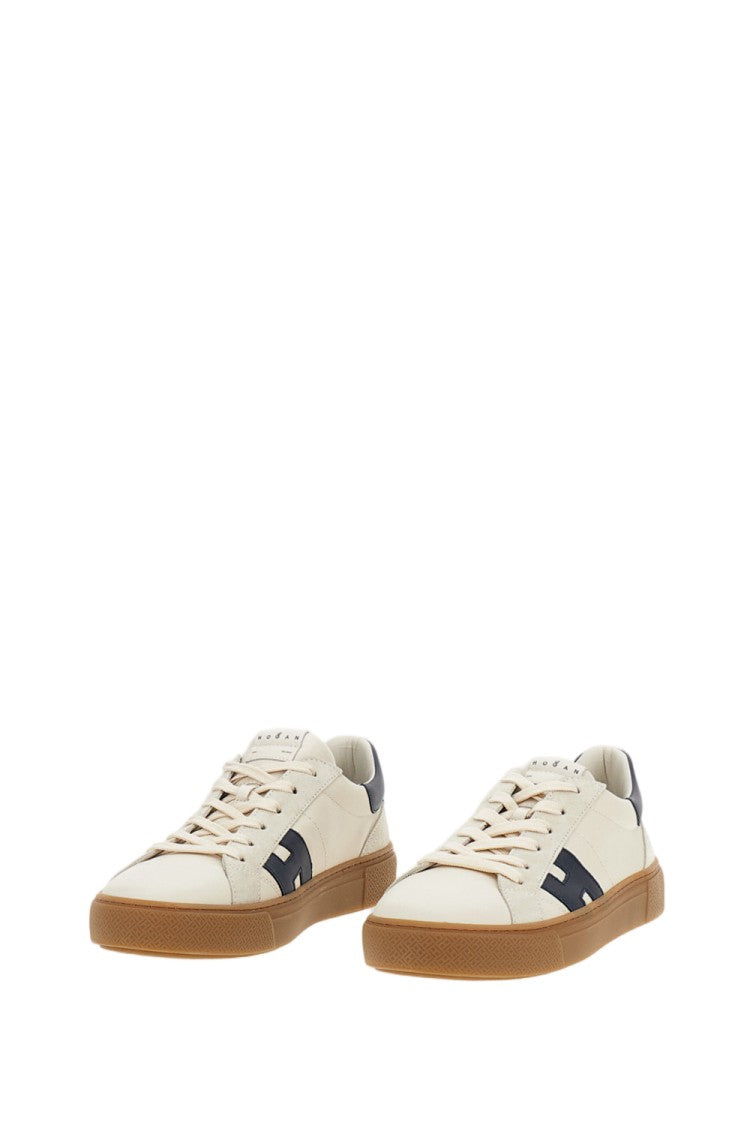 Hogan White H705 Allacciato H Sappa Suede Sneakers