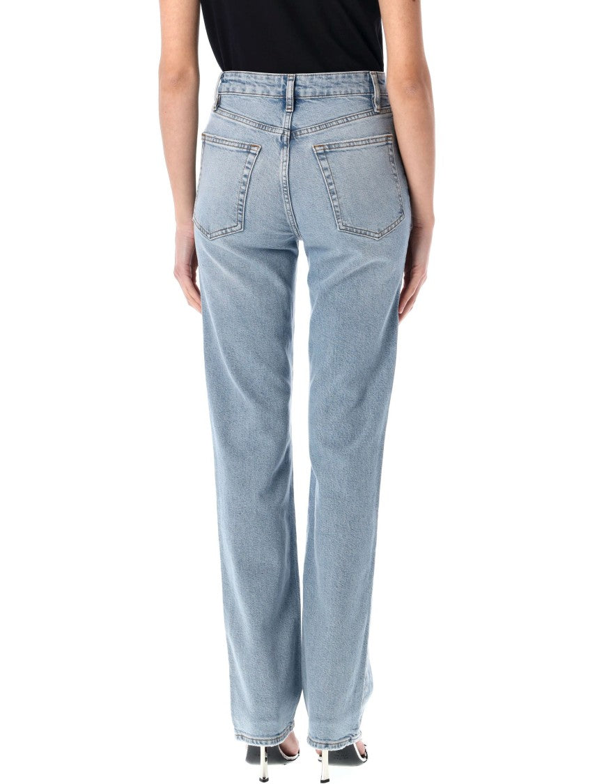 Frame High-Waisted Light Blue Straight-Leg Jeans